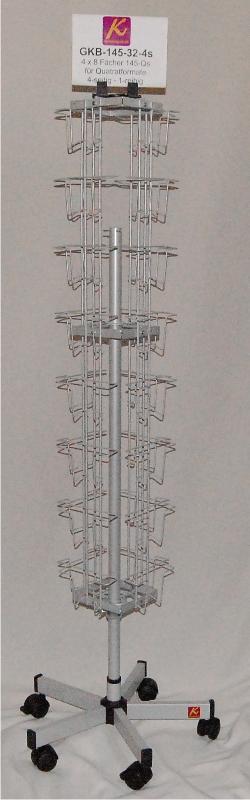Kartenbodenständer, 145 mm Q, 32 Fächer Quadratformat, 1-reihig, 4-seitig, schwarz
